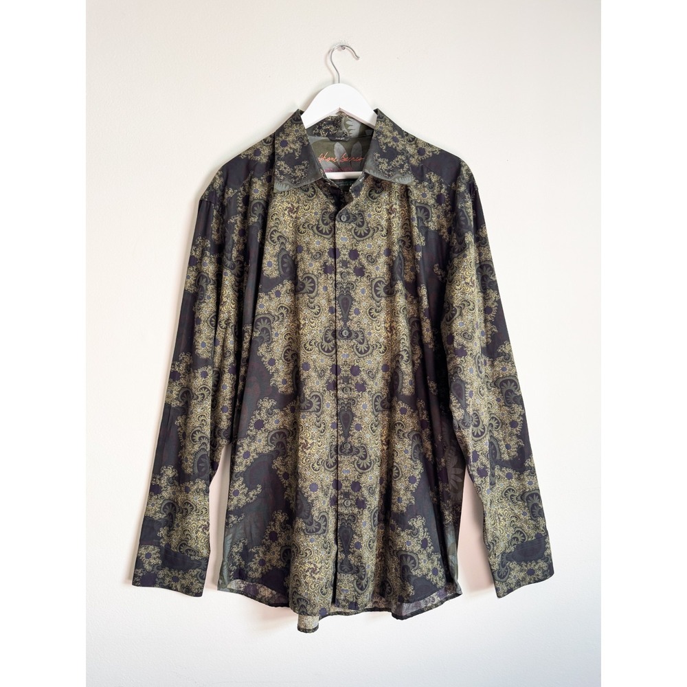 Vintage Jhane Barnes Shirt Mens XL Trim Fit Printed In Japan 100% Cotton Fractal